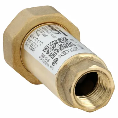 Watts Dual Check Valve: LF7R, 1/2 in Pipe Size, FNPT x FNPT, 15.5 gpm Flow Rate - Potable Water Dual Check Backflow Preventers