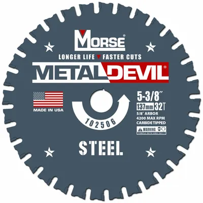MORSE Circular Saw Blade: 5 3/8 in Blade Dia., 32 Teeth, 0.06 in Cut Wd, 5/8 in Arbor Size - Steel & General Metal-Cutting Blades