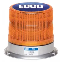 This ECCO vehicle flashing beacon features an amber LED with SAE Class 1 rating for high-intensity warning. It operates on 12-24V DC and offers 11 selectable flash patterns. The round beacon has a 5 11/16 in overall height, mounts via bolt, and includes mounting hardware with blunt cut wires for electrical connection. Typical applications include warning and visibility on service trucks, tow trucks, construction vehicles, and emergency response vehicles