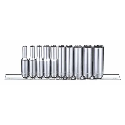 WESTWARD 10-Piece 1/4 in Drive SAE Socket Set, 6-Point, 5/32 in to 1/2 in - SAE & Metric Socket Sets