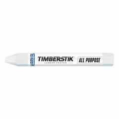 Soft white wax crayon for marking on rough or wet surfaces such as lumber, concrete, and metal. Hexagonal paper-wrapped body. Rated for use from 0°F to 150°F. Tip width 12.7 mm. Sold in a 12-pack.