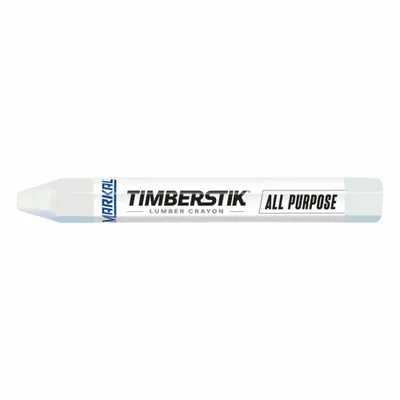 MARKAL Marking Crayon: Clay, 12.7 mm Tip Wd, Soft, Paper, White, 0°F to 150°F - Wax Lumber Crayons