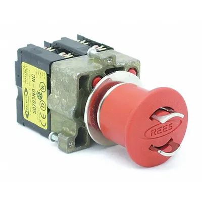 REES Emergency Stop Push Button: Non-Illuminated, Mushroom Head Profile, Non-Metallic - Mushroom-Head Push Buttons