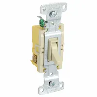 BRYANT Wall Switch: Toggle Switch, 3-Way, Maintained, Ivory, 120V AC, 15 A (MPN RS315I)