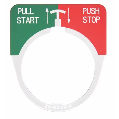 EATON Legend Plate: 30 mm Panel Mounting Size, Half-Round, 1 5/8 in Overall Wd - Push-Button Rings & Plates