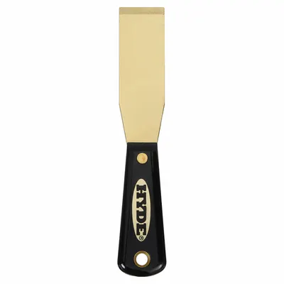 HYDE Putty Knife: Bld. Mat. Brass, Hdl. Mat. Nylon, Stiff, Straight Bld. Shape - Standard Scrapers