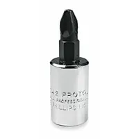 PROTO Socket Bit: 3/8 in Drive Size, Phillips Tip, #4 Tip Size, 1 31/32 in Overall Lg, Fixed Insert (MPN J5243)