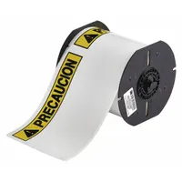 Pre-Cut Label Stock Roll: Precaucion, PRECAUCION Header, 4 in x 6 1/4 in, 4 in, Vinyl, White (MPN B30-25-595-PREC)