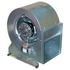 Direct-drive blower with a 10 3/4-inch wheel diameter and 1/2 hp, 115V AC, single-phase open motor. Features CW rotation and open motor housing design. Suitable for ventilation, exhaust, or material handling in industrial and commercial air-over applications.