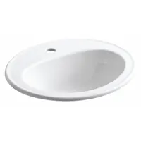 KOHLER Bathroom Sink: White, Vitreous China, 20 1/4 in Overall Lg, 17 1/2 in Overall Wd, Single Hole (MPN K-2196-1-0)