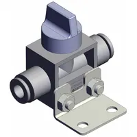 Finger valve: VHK Series, Knob Actuator, 2 Ports, 6 mm, Side-Ported Body, Gray Actuator (MPN VHK2A-06F-06FL)