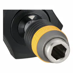 ESD-safe adjustable torque bit screwdriver with 1/4 in tip size. Click-type mechanism signals when set torque is reached. Torque range 2.5 to 11.5 in-lb. Suitable for precision fastening in electronics assembly and other applications requiring controlled torque.
