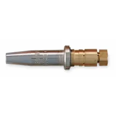 This Size 0 cutting tip from the SC40 Series is designed for handheld torches using propane or natural gas. It is suited for general purpose cutting of mild steel in light-duty fabrication, maintenance, and repair tasks.