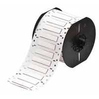 Polyolefin sleeve label roll with white matte finish, measuring 1/4 in x 2 in. Designed for wire gauges 8 AWG to 12 AWG. Compatible with BBP33 printer series. Used for on-demand wire identification and cable marking in control panels, electrical installations, and maintenance applications