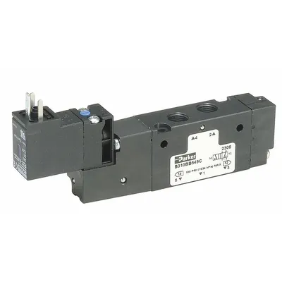 Parker Solenoid Air Control Valve: B7, Four-Way / Two-Position, Single Solenoid - Parker B Series Solenoid-Operated Inline Valves