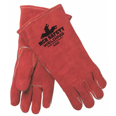 MCR SAFETY Welding Gloves: Straight Thumb, Gauntlet Cuff, Premium, Red Cowhide - Stick Welding Gloves with Cowhide Leather Palm