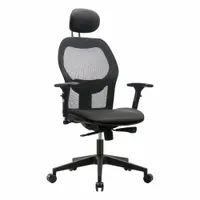 This adjustable-arm office chair features a forward/backward slide and height adjustment, with a 22 1/2 in back height. The mesh back and seat provide breathable support for extended desk work. Suitable for professional workstations requiring ergonomic seating