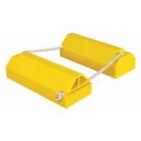 Urethane aircraft wheel chock, 55 in overall length, 7 3/8 in overall width, 5 3/8 in overall height. Supplied as a single chock (1 PR). Used to secure aircraft during ground operations, such as maintenance, hangar storage, and ramp servicing