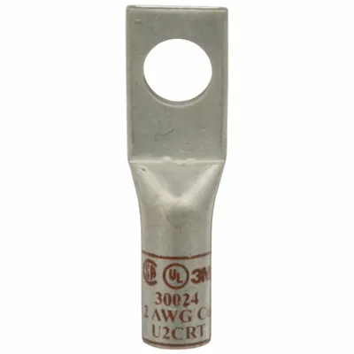 3M Compression Lugs: 3/8 in Stud Size, 2 AWG For Wire Sizes, Stranded Wire Type - One-Hole Compression Lugs