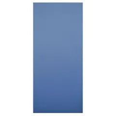 This panel is a component for commercial bathroom partitions, featuring a high-density polyethylene inner core. It measures 55 inches in height, 58 inches in width, and 1 inch in thickness, with a blue color and pebble finish. Suitable for use in restroom stalls in various public and commercial settings.