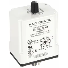 Socket-mounted time delay relay with single function, rated 240V AC and 10 A. Features 8 pins/terminals for connection. Used in industrial control panels for timing and sequencing of electrical operations in automation, HVAC, and process control systems.
