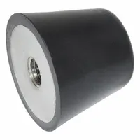 This vibration-isolating mount features a Buna-N body material in a flat conical shape. It has a male x non-threaded style with M10 thread size. Used to reduce vibration transmission in machinery such as pumps, compressors, and HVAC equipment