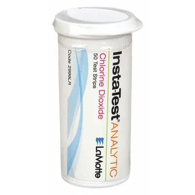 LAMOTTE Test Strips: Chlorine Dioxide, 0 to 5 ppm, Strip, 50 Tests - Single-Parameter Test Strips