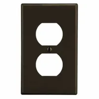 HUBBELL Wall Plate: Duplex Outlet, 1 Gang, Brown, Midsize Size (MPN PJ8)
