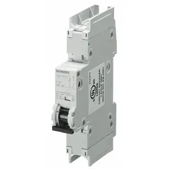 This miniature circuit breaker is a 1-pole, C-Curve unit rated at 25 A with a maximum interrupting rating of 14 kA. It is UL489 listed for DIN rail mounting and features screw clamp terminals. Suitable for overload and short-circuit protection in branch circuits for 240V AC or 60V DC systems.