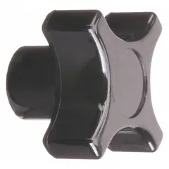 This 4-arm knob features a threaded hole for manual adjustment and clamping applications. The thermoset construction provides a firm grip for frequent hand-tightening. Diameter: 2 in, thread: 1/4"-20.