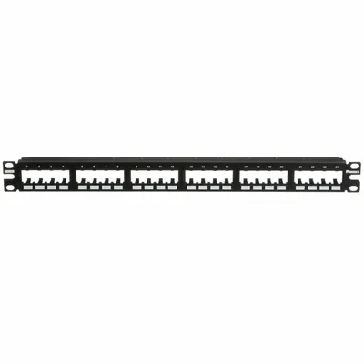 PANDUIT Patch Panel: 1 Rack Units, 24 Ports, Flat, Adhesive Label/Front Numbered - Rack-Mount Modular Patch Panels