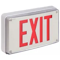 Exit Sign: Red, 1 Faces, Aluminum, Not Battery Powered, 8 3/4 in Overall Ht, 13 7/8 in Overall Wd (MPN LV S W 1 R 120/277)