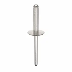 This large flange blind rivet is designed for fastening materials where access is limited to one side. With a 0.183-inch diameter and 2.25-inch overall length, it features a 59/64-inch body length and plain finish. The large flange distributes load over a wider area, making it suitable for thin or soft materials in general assembly applications. Supplied in a 250-count pack.