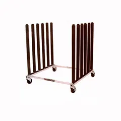 This non-foldable aluminum cart is designed for holding windshields during transport or storage. With a maximum operating height of 36 inches and an operating width of 36 inches, it is suited for use in automotive glass shops and repair facilities.