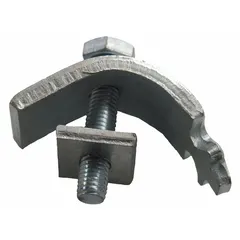 Galvanized steel C-track bracket for festoon systems. Compatible with I-beam size C32 x 30 x 1.5. Used to secure festoon tracks in material handling applications such as cranes and hoists.