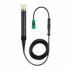Polymer-body dissolved oxygen probe with flat tip for use with EC700 meter. Measures 0 to 199.9% saturation and 0 to 20 mg/L concentration. Includes 3-meter cable with proprietary connection. Suitable for water testing in environmental, wastewater, and aquaculture applications.