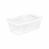 STERILITE Storage Tote: 1.5 gal, 13 5/8 in x 8 in x 4 5/8 in, Clear Body, White Lid, White, Clear (MPN 42428018)