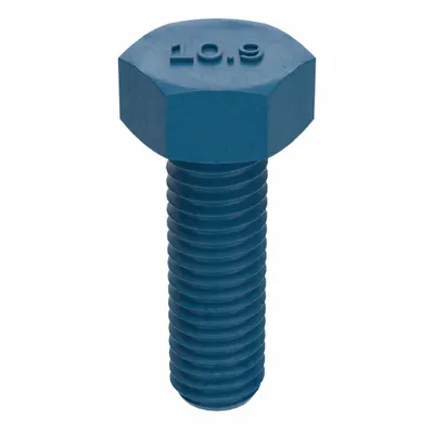 METRIC BLUE Hex Head Cap Screw: Steel, Class 10.9, Blue Phosphate, M6-1.00, Coarse - Class 10.9 Steel Hex Head Cap Screws