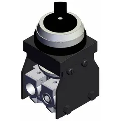 Manual air control valve with 5 ports, 1/8 in BSPT connections, and a side-ported body. Features a 3-position twist actuator for directional flow control in pneumatic circuits. Suitable for industrial applications requiring manual regulation of compressed air.