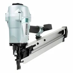 Air-powered framing nailer with 3/8 in NPT air inlet. Uses 21° plastic strip collation. Offers bump and sequential firing modes. Suitable for framing, sheathing, and truss building applications.