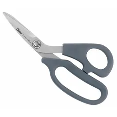 7 in overall length, straight titanium-bonded pointed blades with gray finish. Offset plastic handles for comfort. Ambidextrous design. Suitable for cutting plastics in workshop and maintenance tasks.