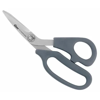 CLAUSS Shop Shears: Ambidextrous, 7 in Overall Lg, Straight, Titanium Bonded, Pointed - Offset Plastic-Handle Scissors