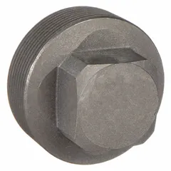 Steel threaded plug for sealing pipe openings in medium-pressure systems. Rated for 300 psi at 150°F. Suitable for use in steam, water, and gas lines.