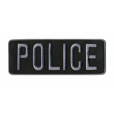 HEROS PRIDE Embroidered Patch: Police, 11 in x 4 in, Black/Gray, Polyester/Rayon - Embroidered Insignia