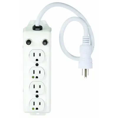 TRIPP LITE Outlet Strip: 4 Outlets, 2 ft Cord Lg, 15 A Current, UL 1363A, White, 5-15P - Healthcare Power Strips