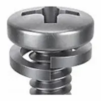 This SEMS machine screw features a #4-40 thread, 7/16 in length, stainless steel construction with passivated finish, pan head, and #1 drive size. It comes pre-assembled with a split lock washer to resist loosening from vibration. Suitable for general industrial assembly where a compact, corrosion-resistant fastener is required