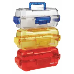 This yellow polycarbonate transport box has overall dimensions of 7 3/4 in width and 6 1/4 in height. It is designed for use with Duraporter® sealed specimen or sample transport boxes/totes. Suitable for carrying containers in laboratory and research settings.