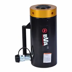 Lightweight lock nut ram with 50 ton nominal capacity, 6 in nominal stroke length, and 11.04 sq in effective area. Used for lifting, pressing, and holding heavy loads in industrial maintenance, construction, and manufacturing. The lock nut design provides mechanical load-holding safety during hydraulic operation.