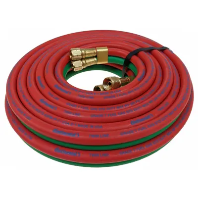 CONTINENTAL Twin Line Welding Hose: 3/8 in Hose Inside Dia., Green/Red, BB x BB, 100 ft Hose Lg - Grade T Twin-Line Welding Hose Assemblies