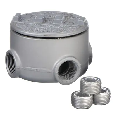 APPLETON ELECTRIC Conduit Outlet Body: Aluminum, GRU, 1/2 in Trade Size, XAT Body - X, XAT and XTF Round Body - Cross Type